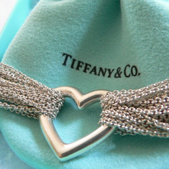 Tiffany & Co. Jewelry - Tiffany & Co. Silver Open Heart Mesh Choker Necklace